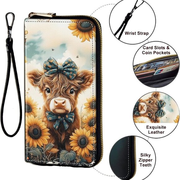 Women's Faux Leather RFID Wallet Wristlet with Card Slots and Zipper - Picture 5 of 7